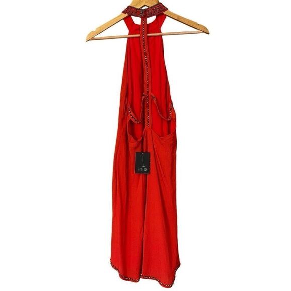 NBD Lourdes Red Beaded Strappy Open-Back Dress Medium NEW - Picture 2 of 12
